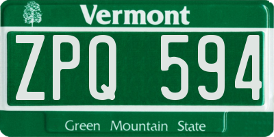 VT license plate ZPQ594