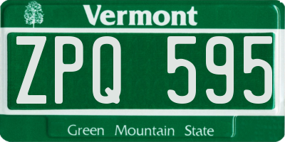 VT license plate ZPQ595