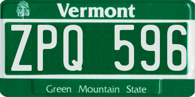 VT license plate ZPQ596