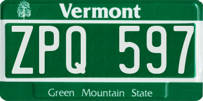 VT license plate ZPQ597