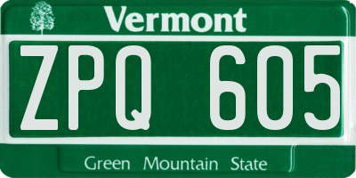 VT license plate ZPQ605