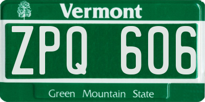 VT license plate ZPQ606