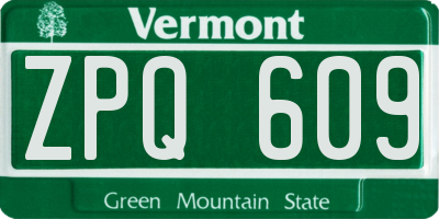 VT license plate ZPQ609