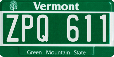 VT license plate ZPQ611