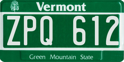 VT license plate ZPQ612