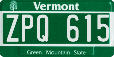 VT license plate ZPQ615