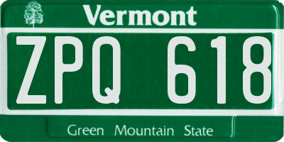 VT license plate ZPQ618