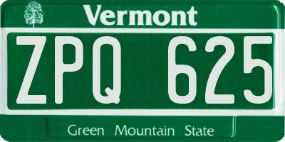 VT license plate ZPQ625
