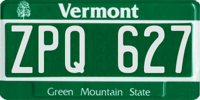 VT license plate ZPQ627