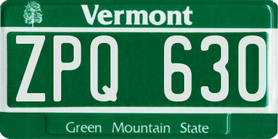 VT license plate ZPQ630