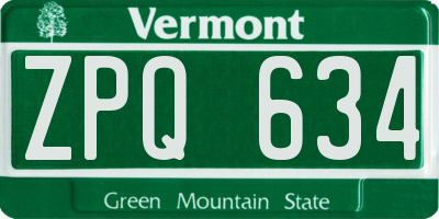 VT license plate ZPQ634