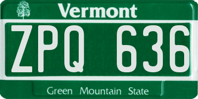VT license plate ZPQ636