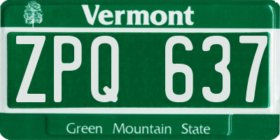 VT license plate ZPQ637