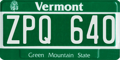 VT license plate ZPQ640