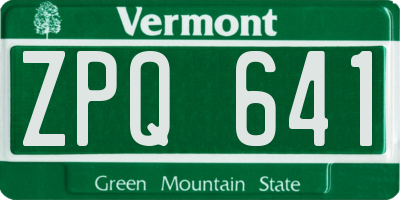 VT license plate ZPQ641