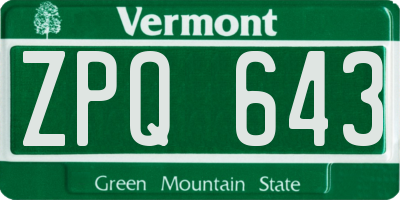 VT license plate ZPQ643