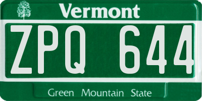VT license plate ZPQ644