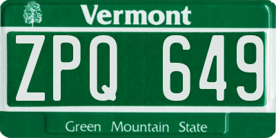 VT license plate ZPQ649
