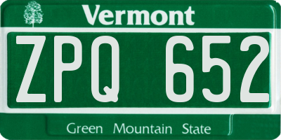 VT license plate ZPQ652