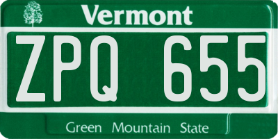 VT license plate ZPQ655