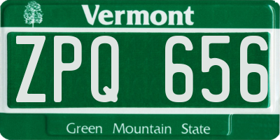 VT license plate ZPQ656