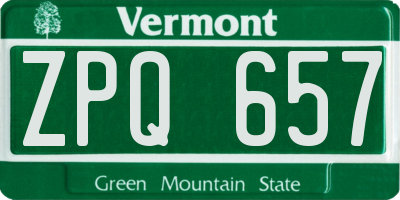 VT license plate ZPQ657
