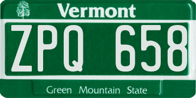 VT license plate ZPQ658