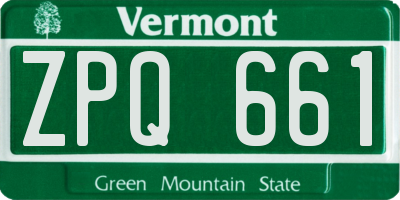 VT license plate ZPQ661