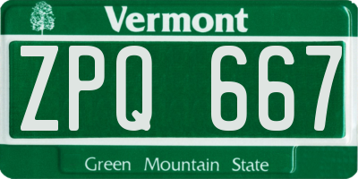 VT license plate ZPQ667