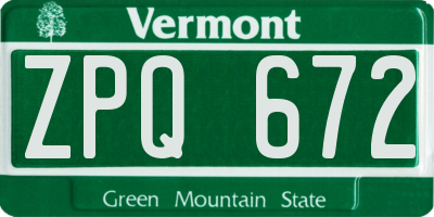 VT license plate ZPQ672