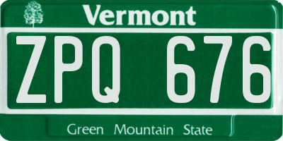 VT license plate ZPQ676