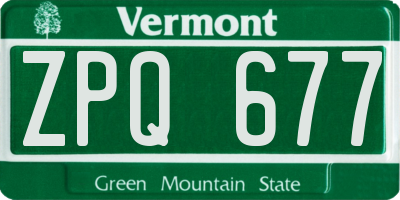 VT license plate ZPQ677