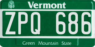 VT license plate ZPQ686
