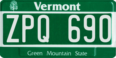 VT license plate ZPQ690