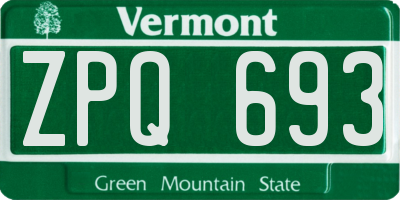 VT license plate ZPQ693