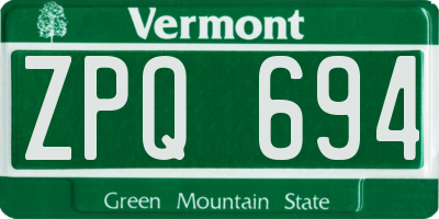 VT license plate ZPQ694