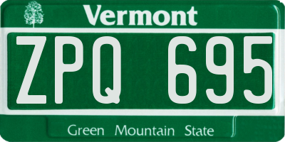 VT license plate ZPQ695