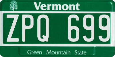 VT license plate ZPQ699