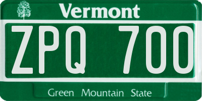 VT license plate ZPQ700