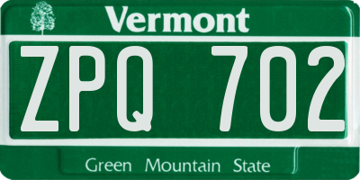 VT license plate ZPQ702