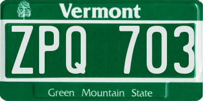 VT license plate ZPQ703