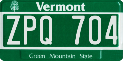 VT license plate ZPQ704