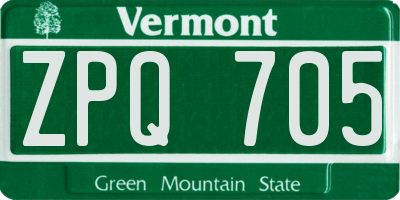 VT license plate ZPQ705