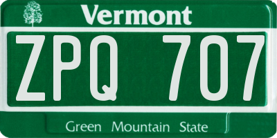 VT license plate ZPQ707