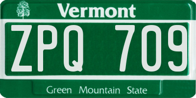 VT license plate ZPQ709
