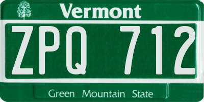 VT license plate ZPQ712
