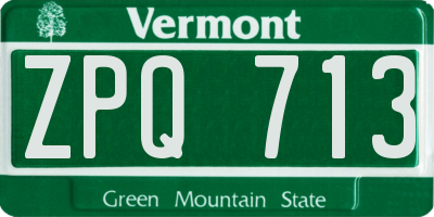 VT license plate ZPQ713