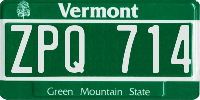 VT license plate ZPQ714