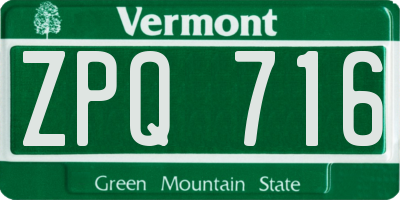 VT license plate ZPQ716