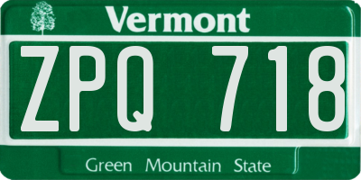 VT license plate ZPQ718